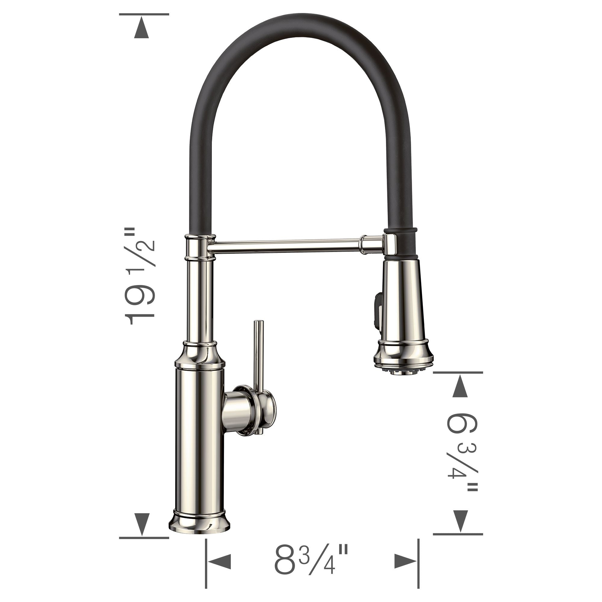Blanco Empressa 1.5 GPM Brass Kitchen Faucet, Semi-Pro, Polished Nickel, 442510