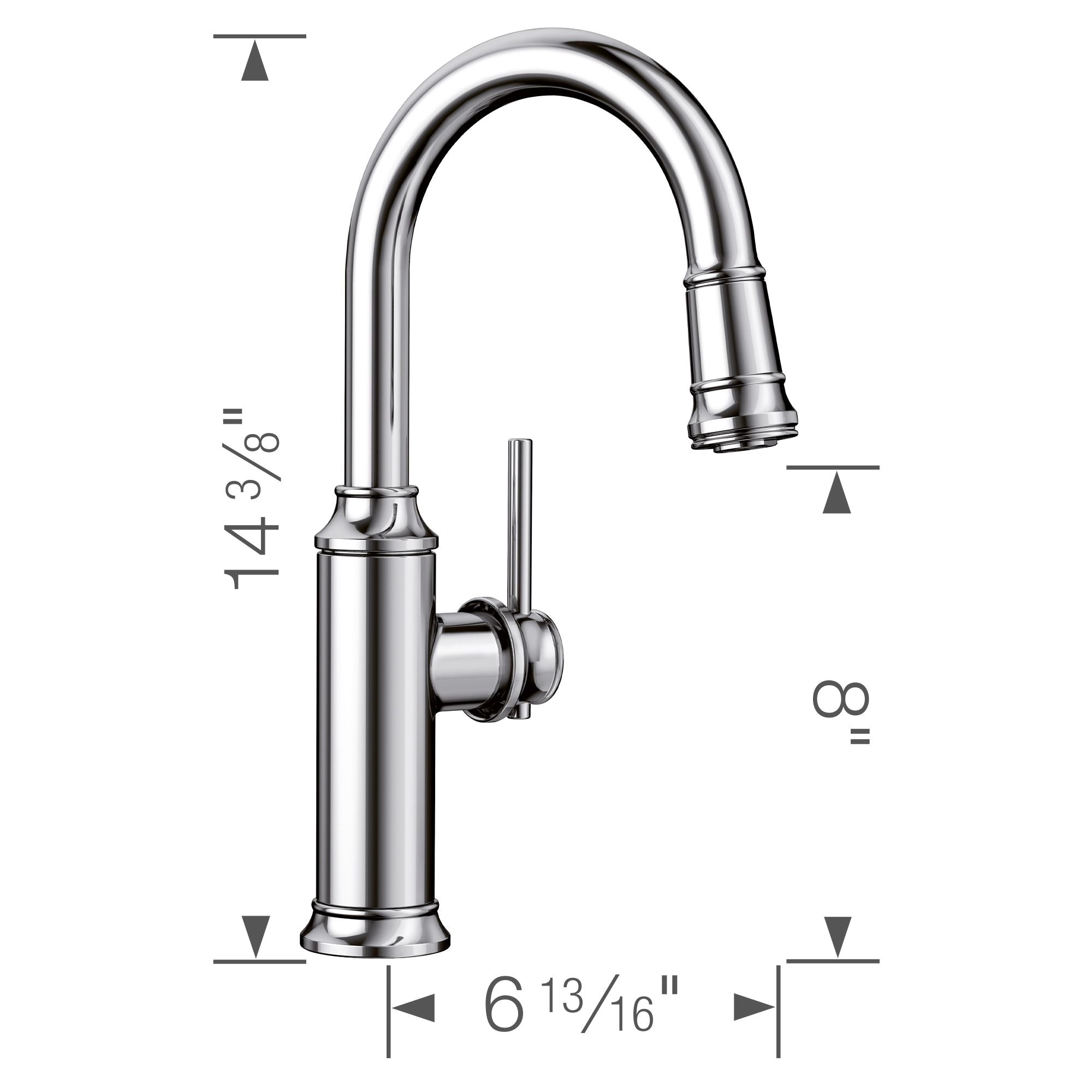 Blanco Empressa 1.5 GPM Brass Bar Faucet, Pull-Down, Polished Chrome, 442512