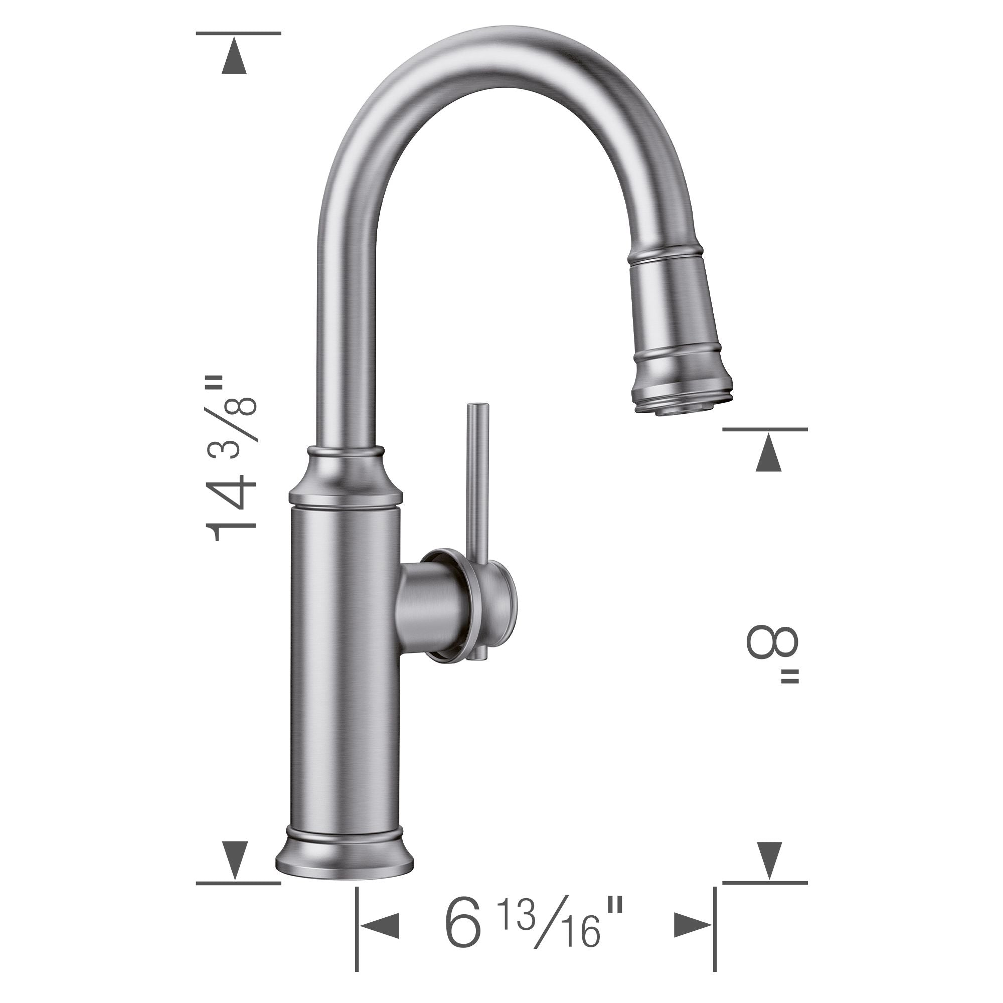 Blanco Empressa 1.5 GPM Brass Bar Faucet, Pull-Down, Stainless, 442513
