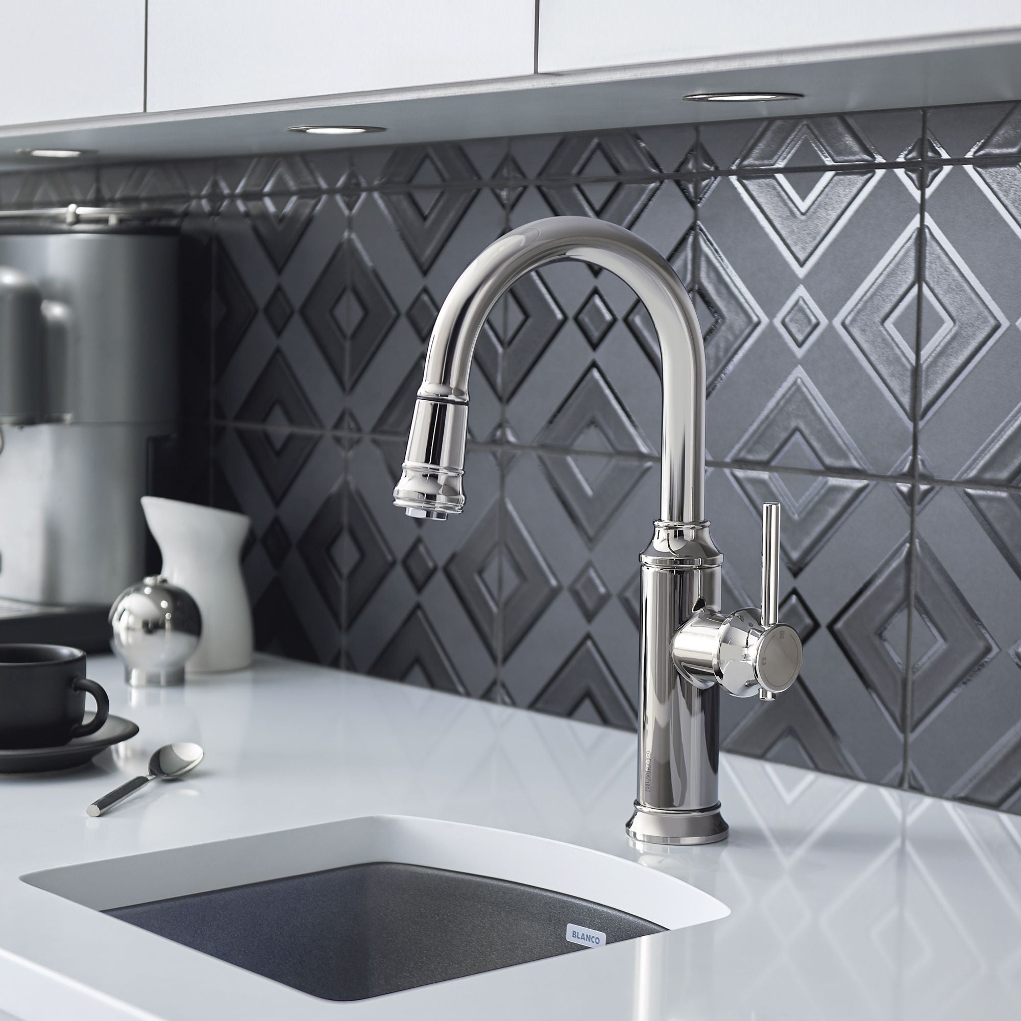 Blanco Empressa 1.5 GPM Brass Bar Faucet, Pull-Down, Polished Nickel, 442514