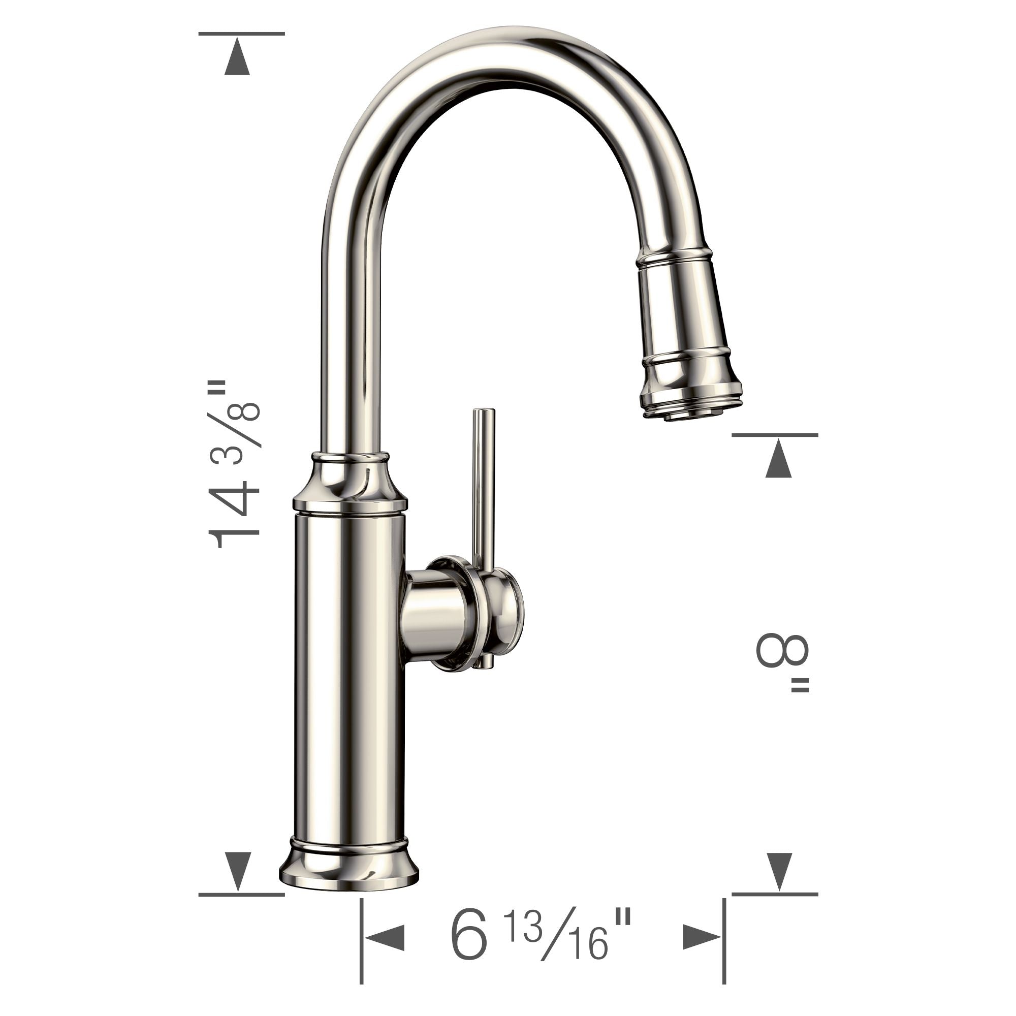 Blanco Empressa 1.5 GPM Brass Bar Faucet, Pull-Down, Polished Nickel, 442514
