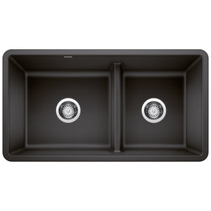 Alternate Image for Blanco Precis 33" Undermount Granite Composite Kitchen Sink, Silgranit, 60/40 Double Bowl, Anthracite, 442525