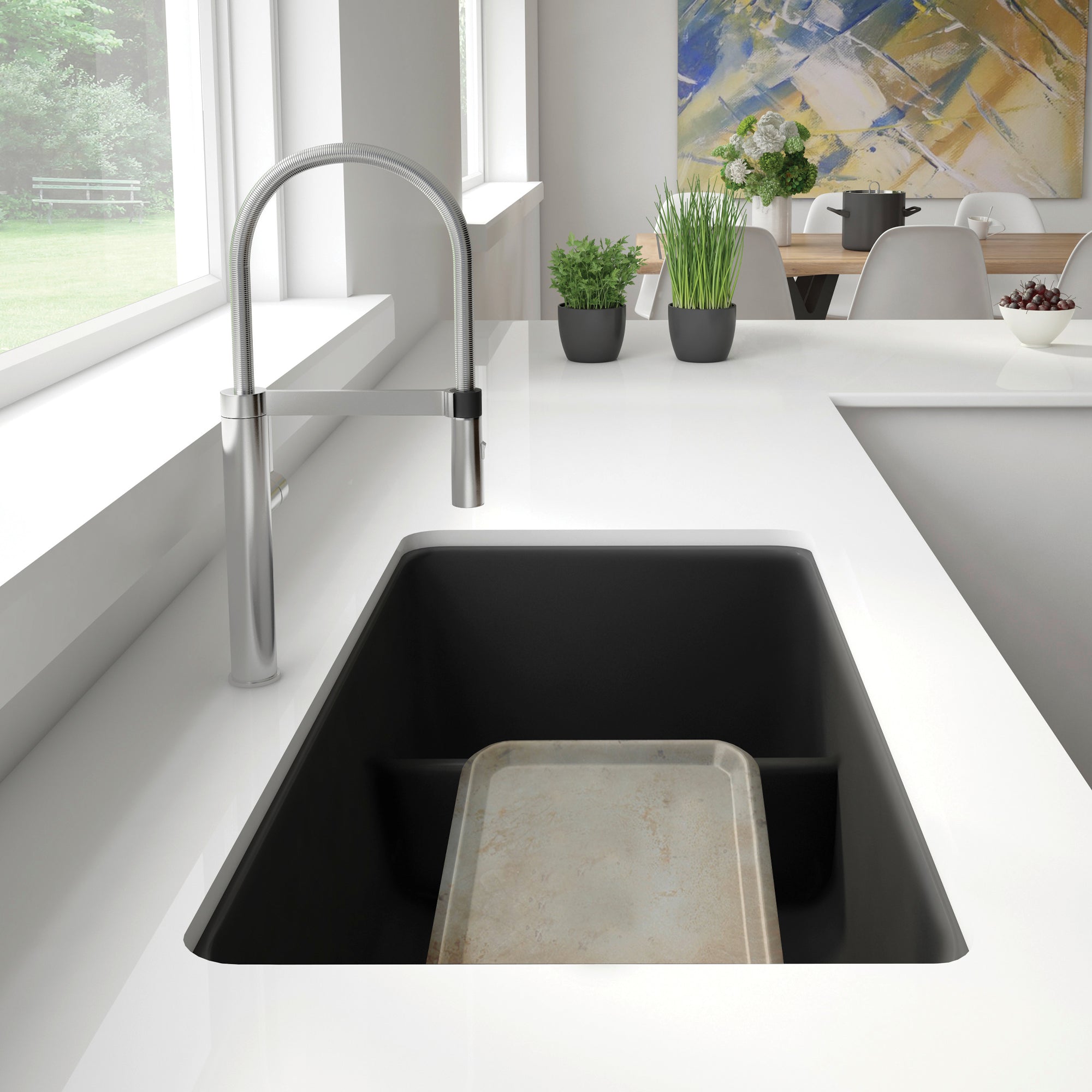 Blanco Precis 33" Undermount Granite Composite Kitchen Sink, Silgranit, 60/40 Double Bowl, Anthracite, 442525