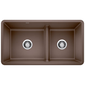 Alternate Image for Blanco Precis 33" Undermount Granite Composite Kitchen Sink, Silgranit, 60/40 Double Bowl, Cafe, 442528