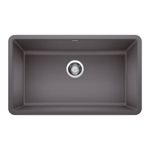 Alternate Image for Blanco Precis 30" Undermount Granite Composite Kitchen Sink, Silgranit, Cinder, 442530