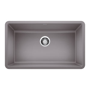 Alternate Image for Blanco Precis 30" Undermount Granite Composite Kitchen Sink, Silgranit, Metallic Gray, 442536