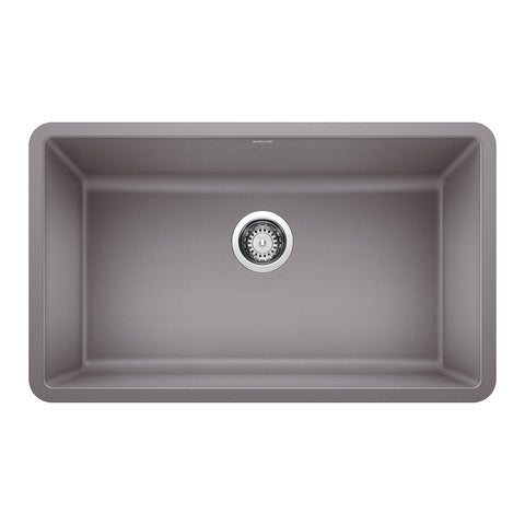 Blanco Precis 30" Undermount Granite Composite Kitchen Sink, Silgranit, Metallic Gray, 442536