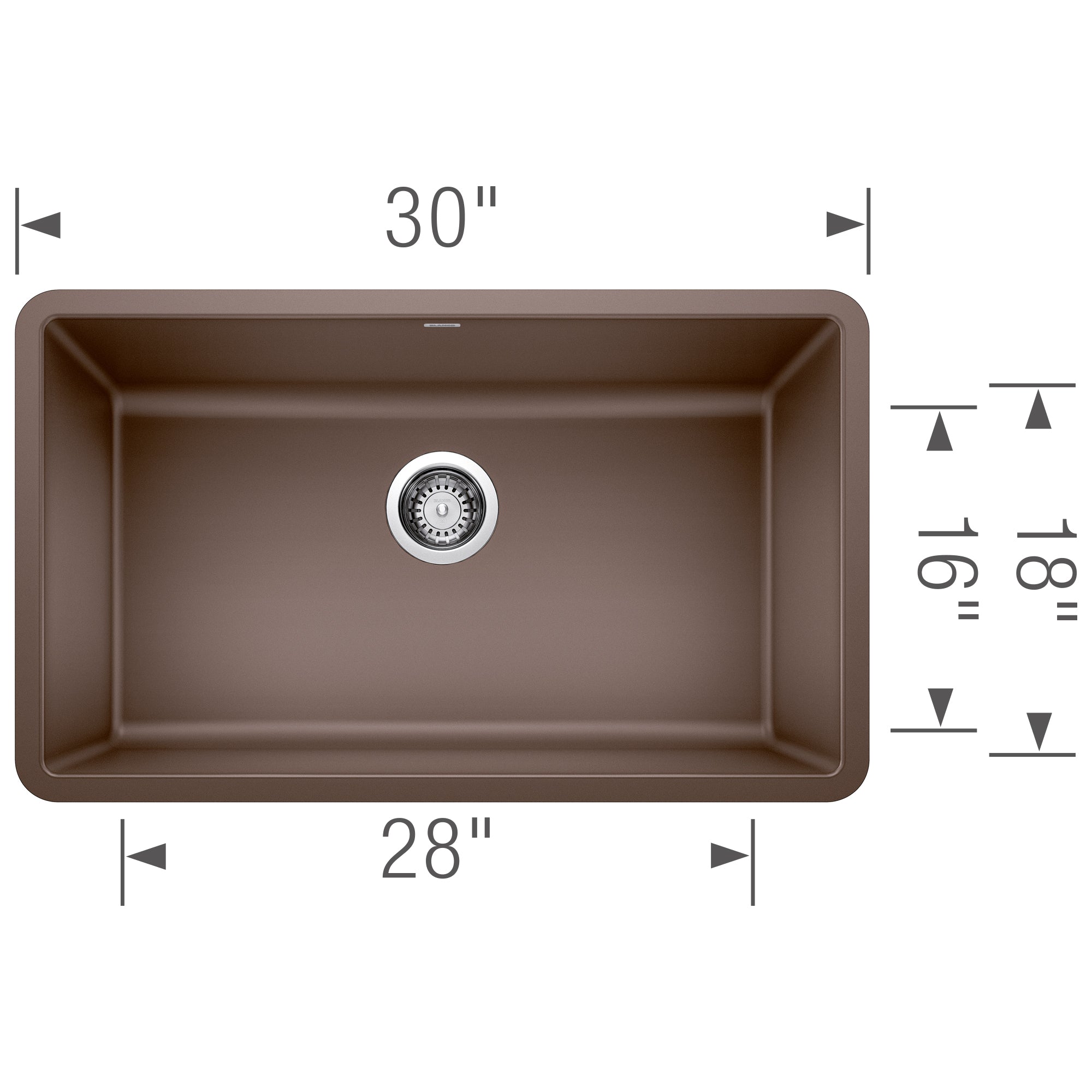 Blanco Precis 30" Undermount Granite Composite Kitchen Sink, Silgranit, Cafe, 442537