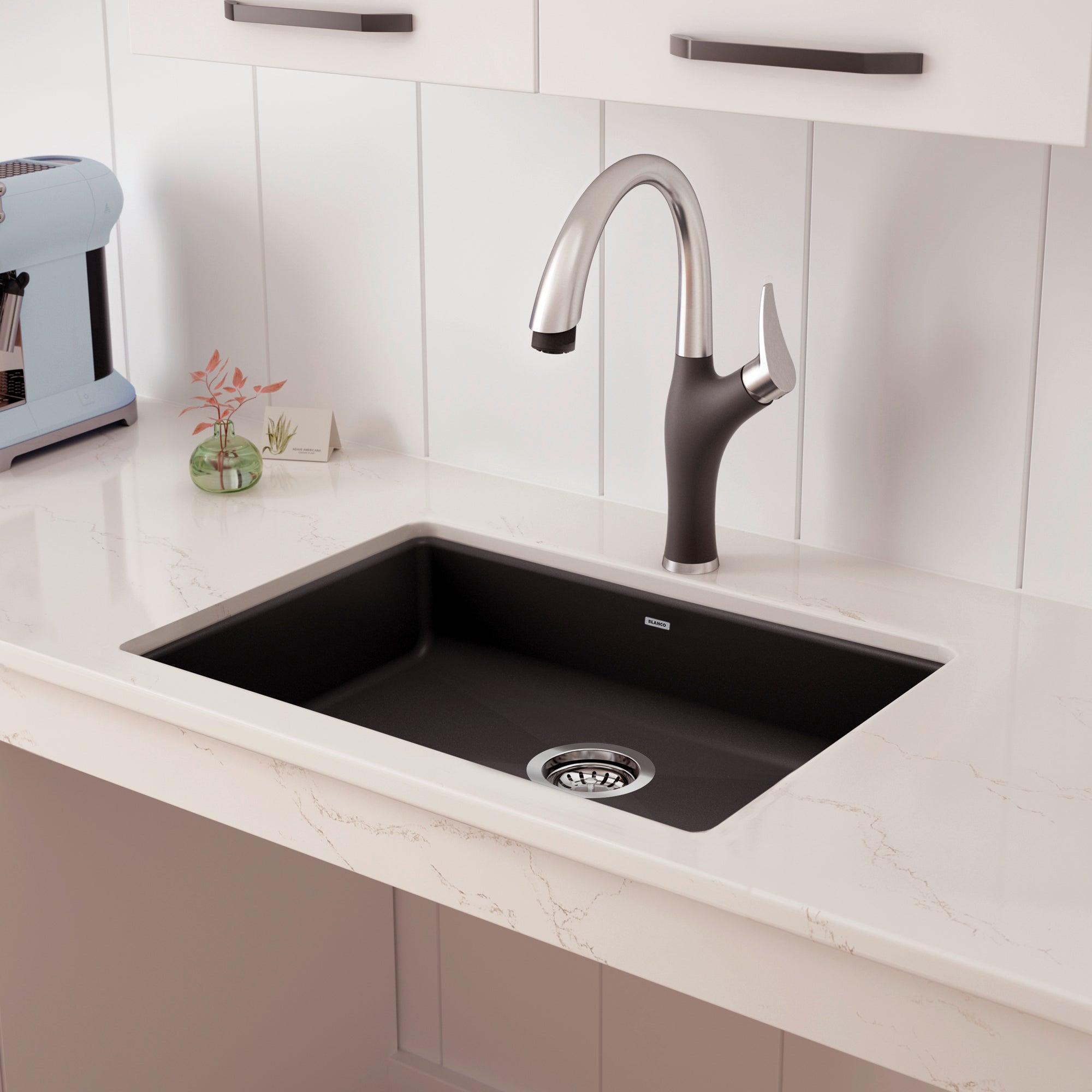 Blanco Precis 25" Undermount Granite Composite ADA Compliant Kitchen Sink, Silgranit, Cinder, 442539
