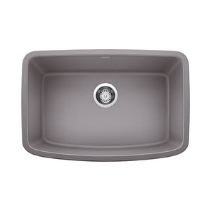 Alternate Image for Blanco Valea 27" Undermount Granite Composite Kitchen Sink, Silgranit, Metallic Gray, 442554