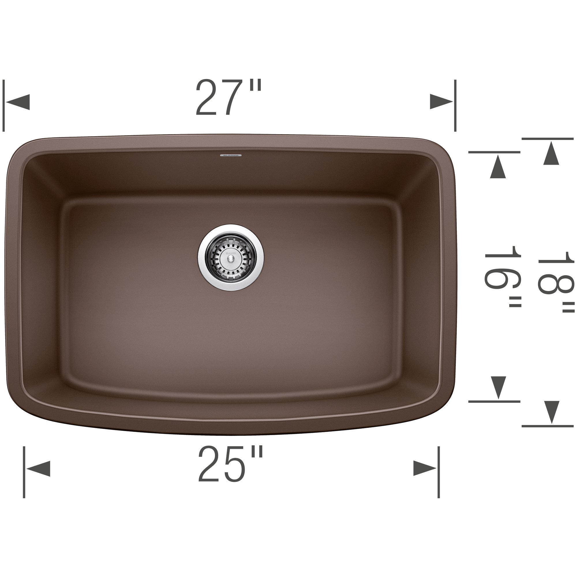 Blanco Valea 27" Undermount Granite Composite Kitchen Sink, Silgranit, Cafe, 442555