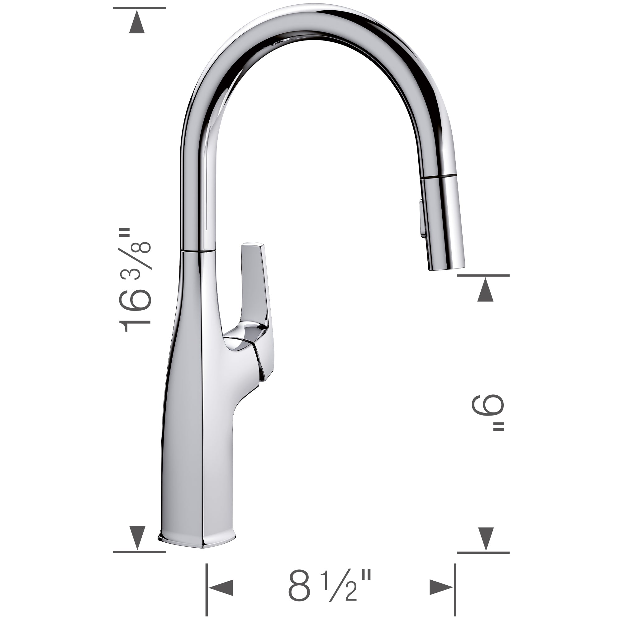 Blanco Rivana 1.5 GPM Brass Kitchen Faucet, Pull-Down, Polished Chrome, 442677