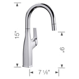 Blanco Rivana 1.5 GPM Brass Bar Faucet, Pull-Down, Polished Chrome, 442681