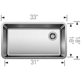 Blanco Formera 33" Undermount Stainless Steel Kitchen Sink, 18 Gauge, 442763