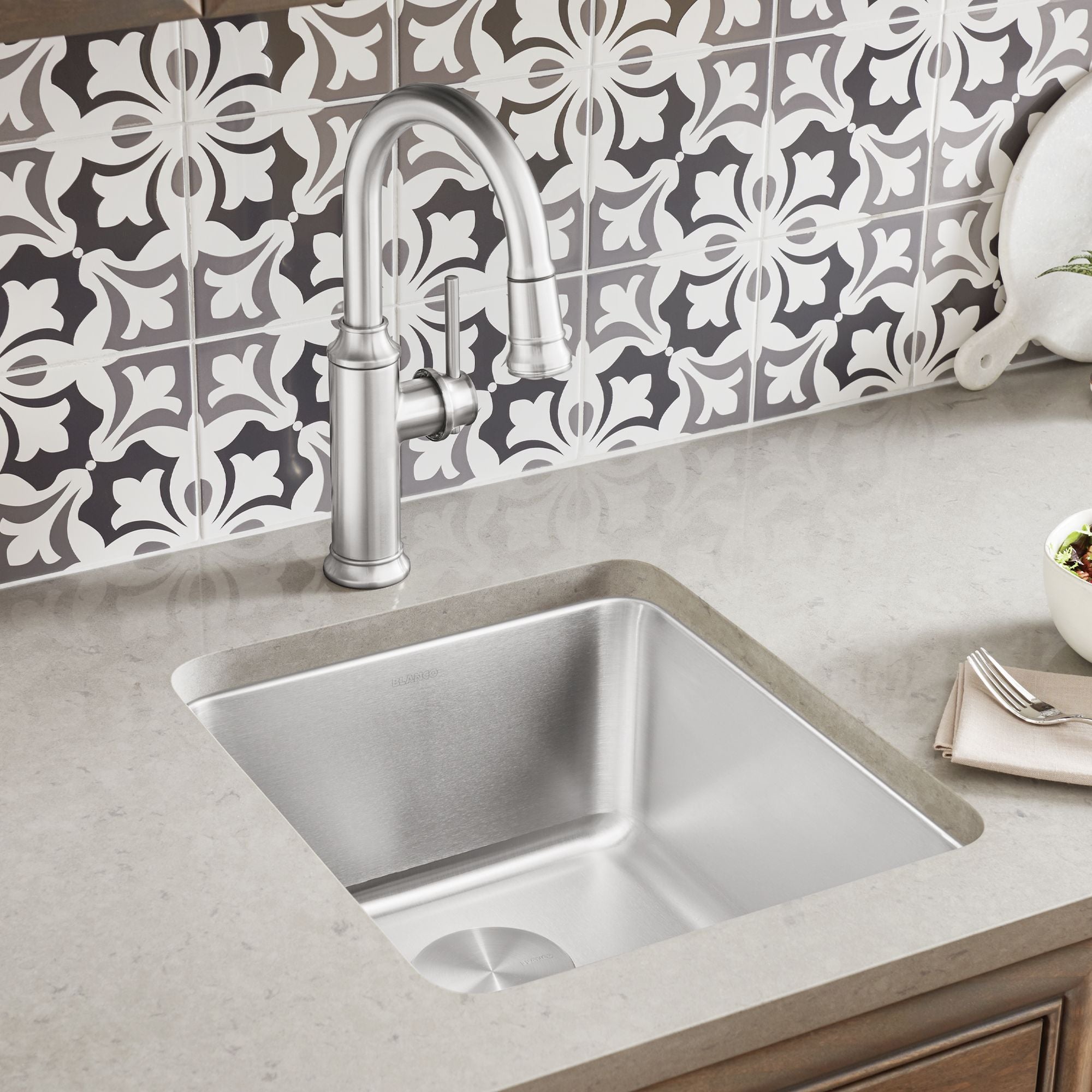 Blanco Formera 16" Rectangle Stainless Steel Bar/Prep Sink, 18 Gauge, Satin Polish, 442767