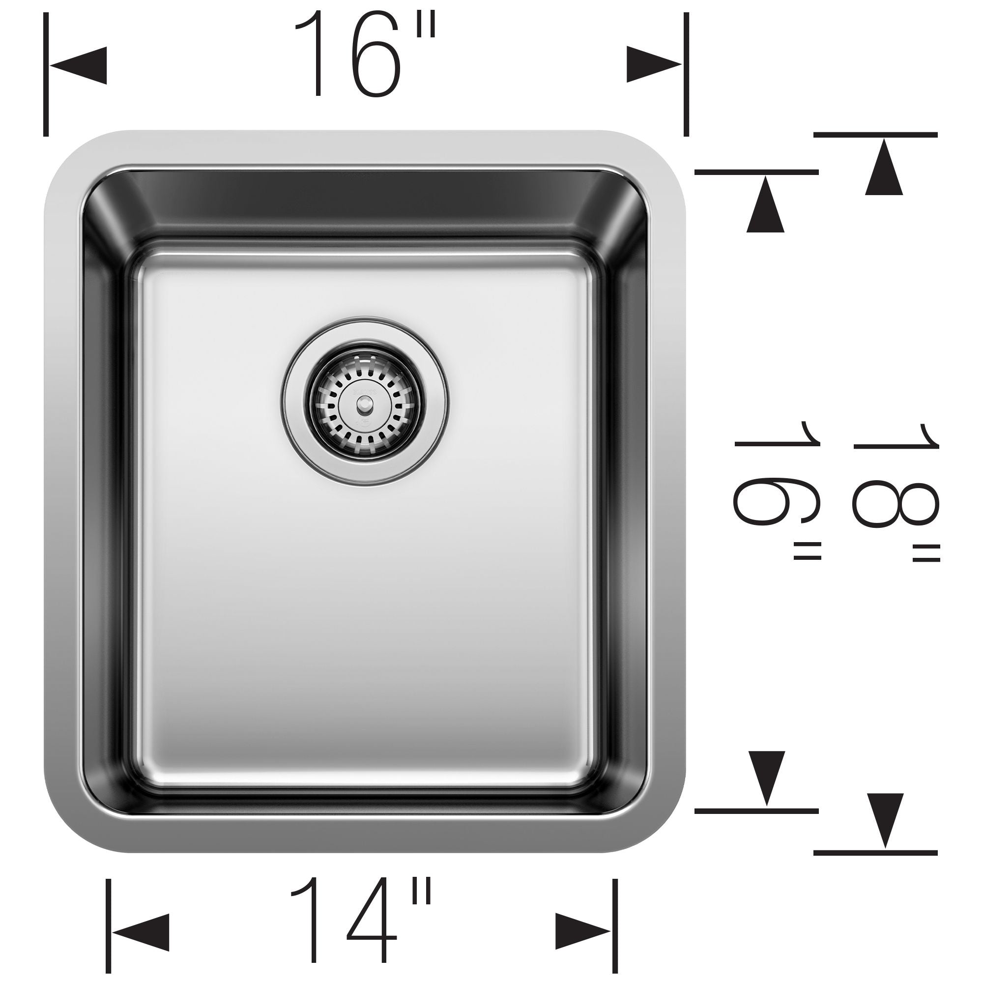 Blanco Formera 16" Rectangle Stainless Steel Bar/Prep Sink, 18 Gauge, Satin Polish, 442767