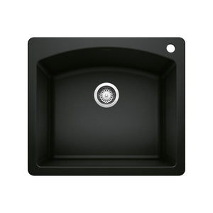 Alternate Image for Blanco Diamond 25" Dual Mount Granite Composite Kitchen Sink, Silgranit, Coal Black, 442905