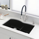 Blanco Diamond 32" Undermount Granite Composite Kitchen Sink, Silgranit, 60/40 Double Bowl, Coal Black, 442910