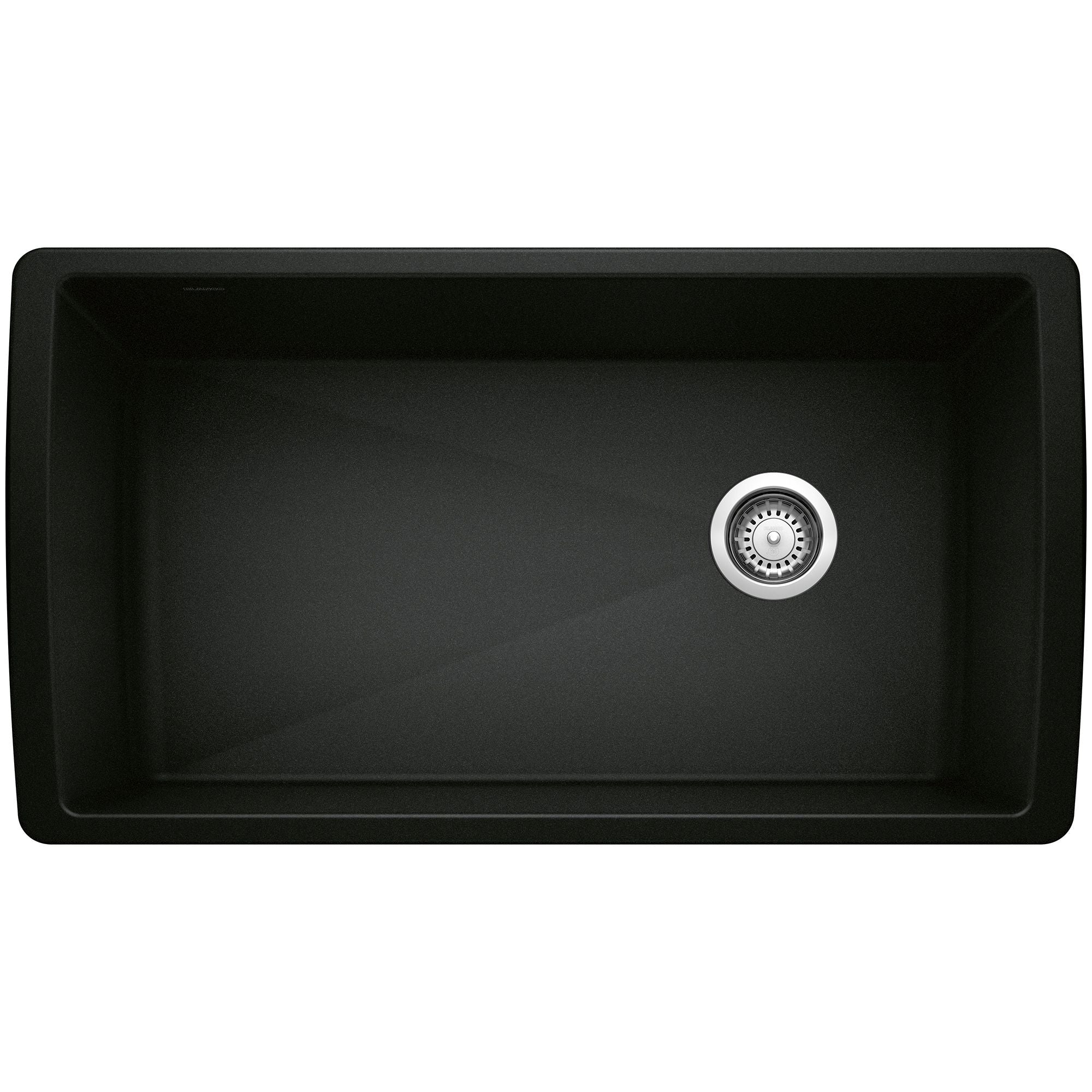 Blanco Diamond 34" Undermount Granite Composite Kitchen Sink, Silgranit, Coal Black, 442916