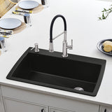 Blanco Diamond 34" Dual Mount Granite Composite Kitchen Sink, Silgranit, Coal Black, 442917