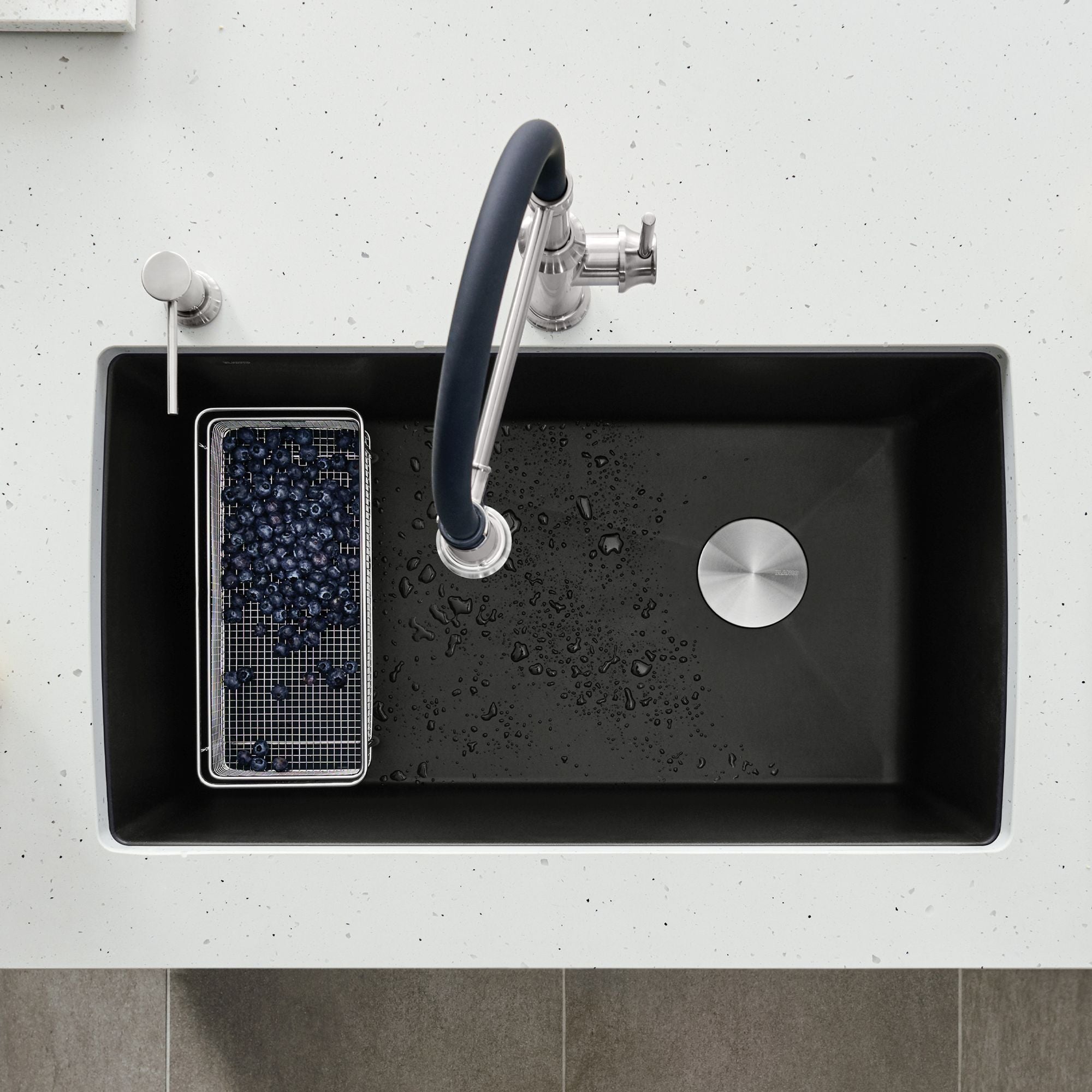 Blanco Diamond 34" Dual Mount Granite Composite Kitchen Sink, Silgranit, Coal Black, 442917