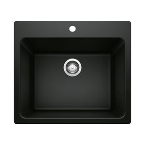 Alternate Image for Blanco Liven 25" Dual Mount Granite Composite Laundry Sink, Silgranit, Coal Black, 442924