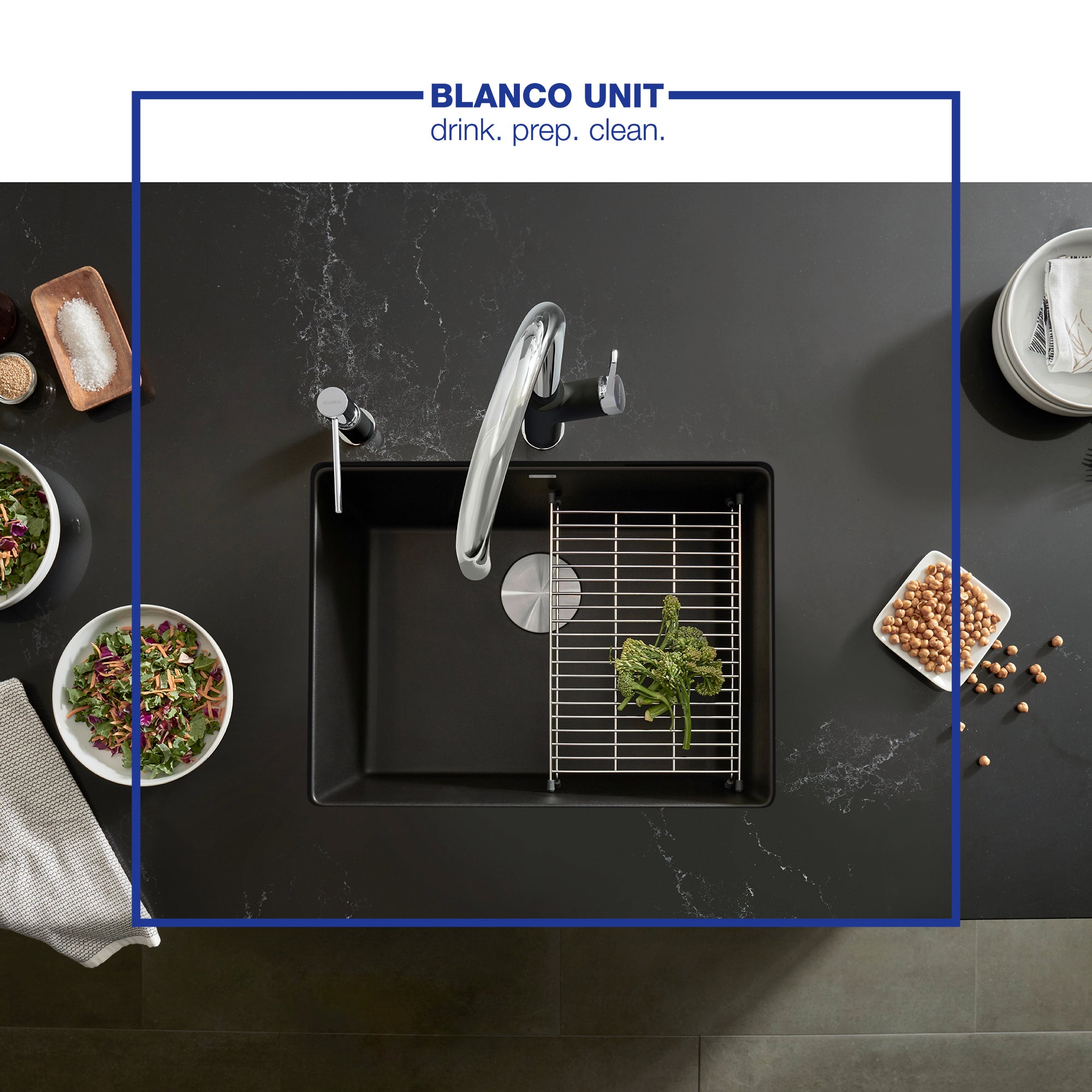 Blanco Precis 23" Undermount Granite Composite Kitchen Sink, Silgranit, Coal Black, 442928