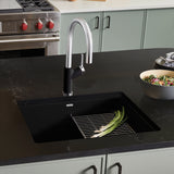 Blanco Precis 23" Undermount Granite Composite Kitchen Sink, Silgranit, Coal Black, 442928