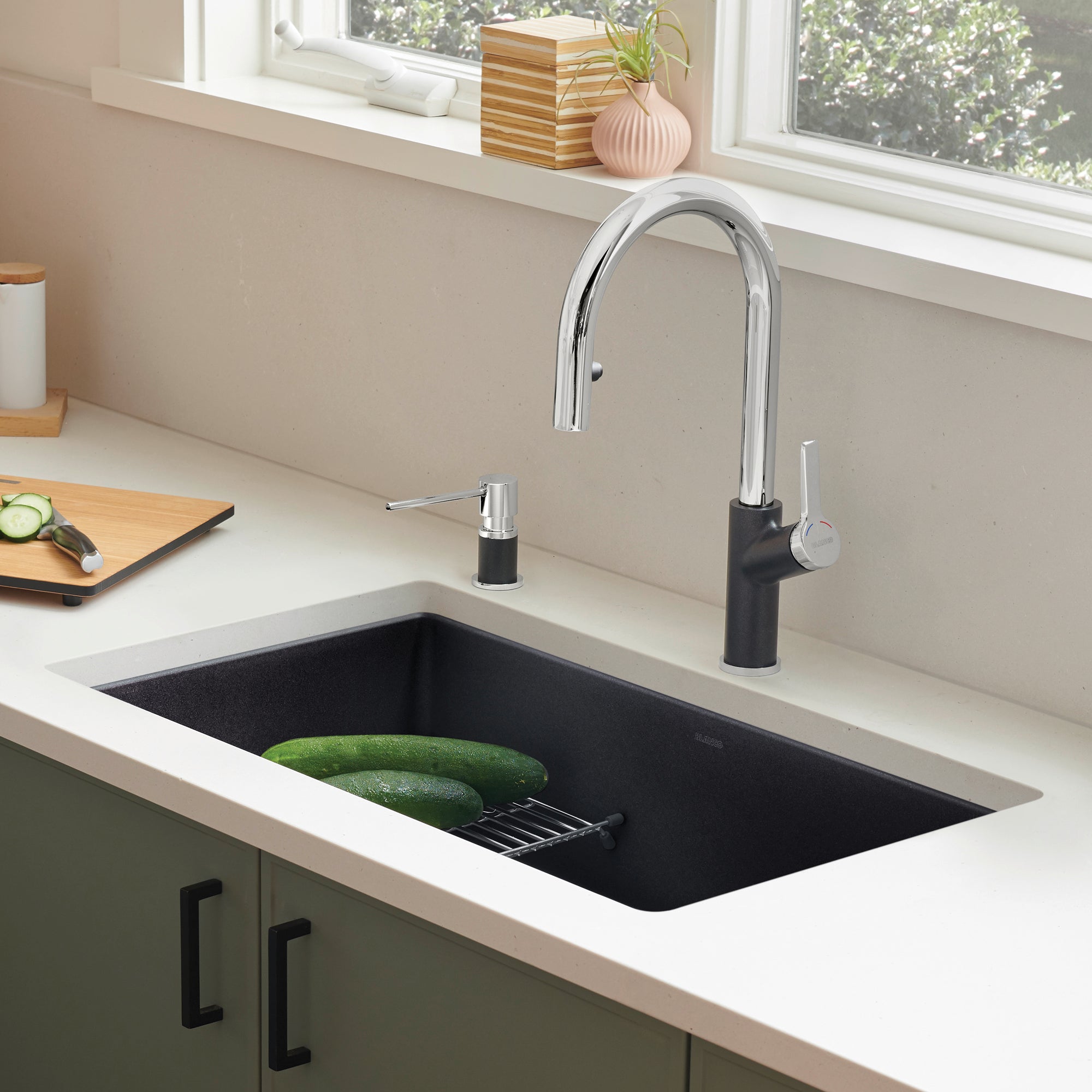 Blanco Precis 30" Undermount Granite Composite Kitchen Sink, Silgranit, Coal Black, 442931