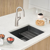 Blanco Precis 21" Undermount Granite Composite Kitchen Sink, Silgranit, Coal Black, 442933