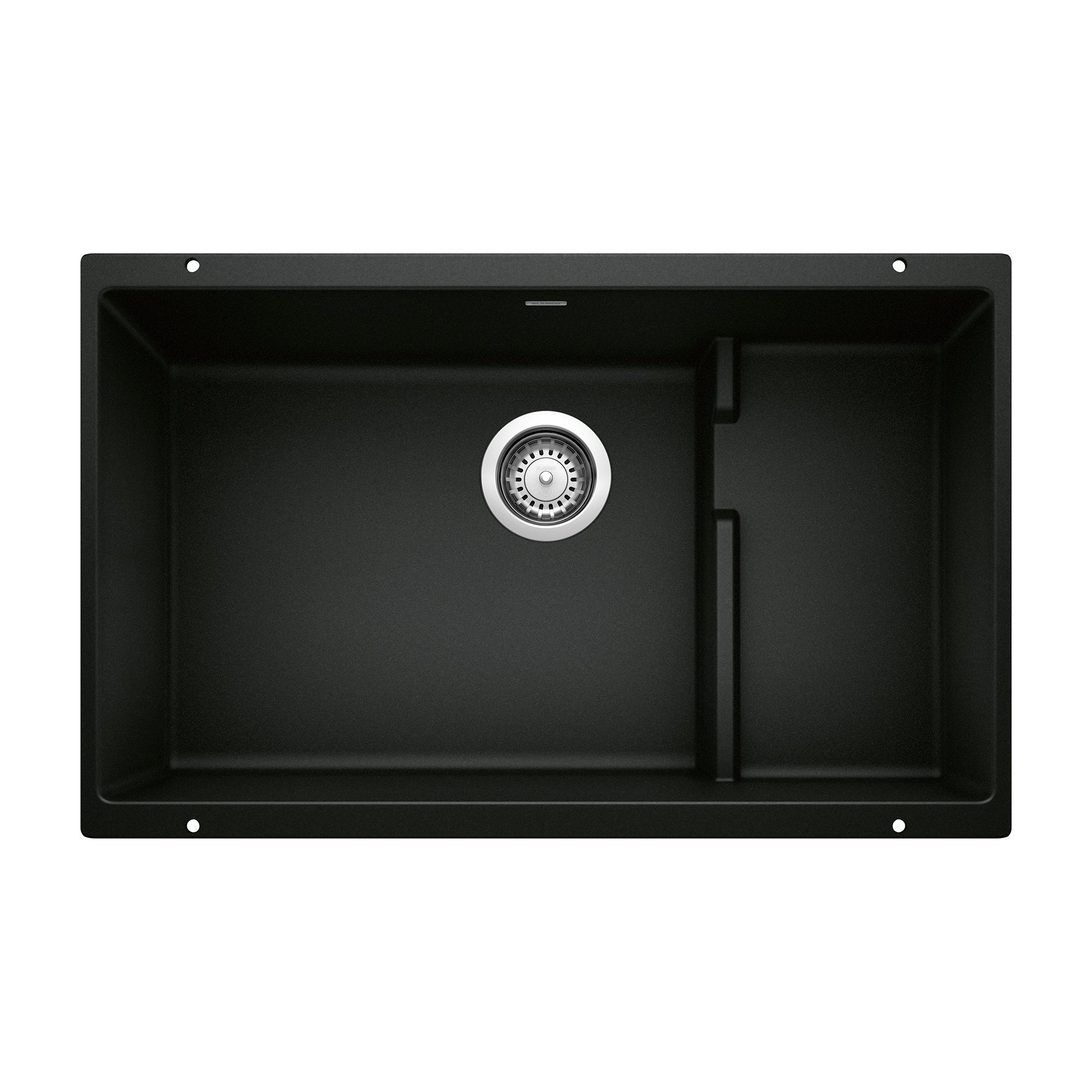 Blanco Precis 29" Undermount Granite Composite Kitchen Sink, Silgranit, Coal Black, 442934