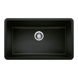 Alternate Image for Blanco Precis 32" Undermount Granite Composite Kitchen Sink, Silgranit, Coal Black, 442935