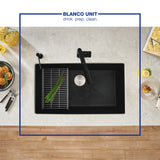 Blanco Precis 32" Undermount Granite Composite Kitchen Sink, Silgranit, Coal Black, 442935