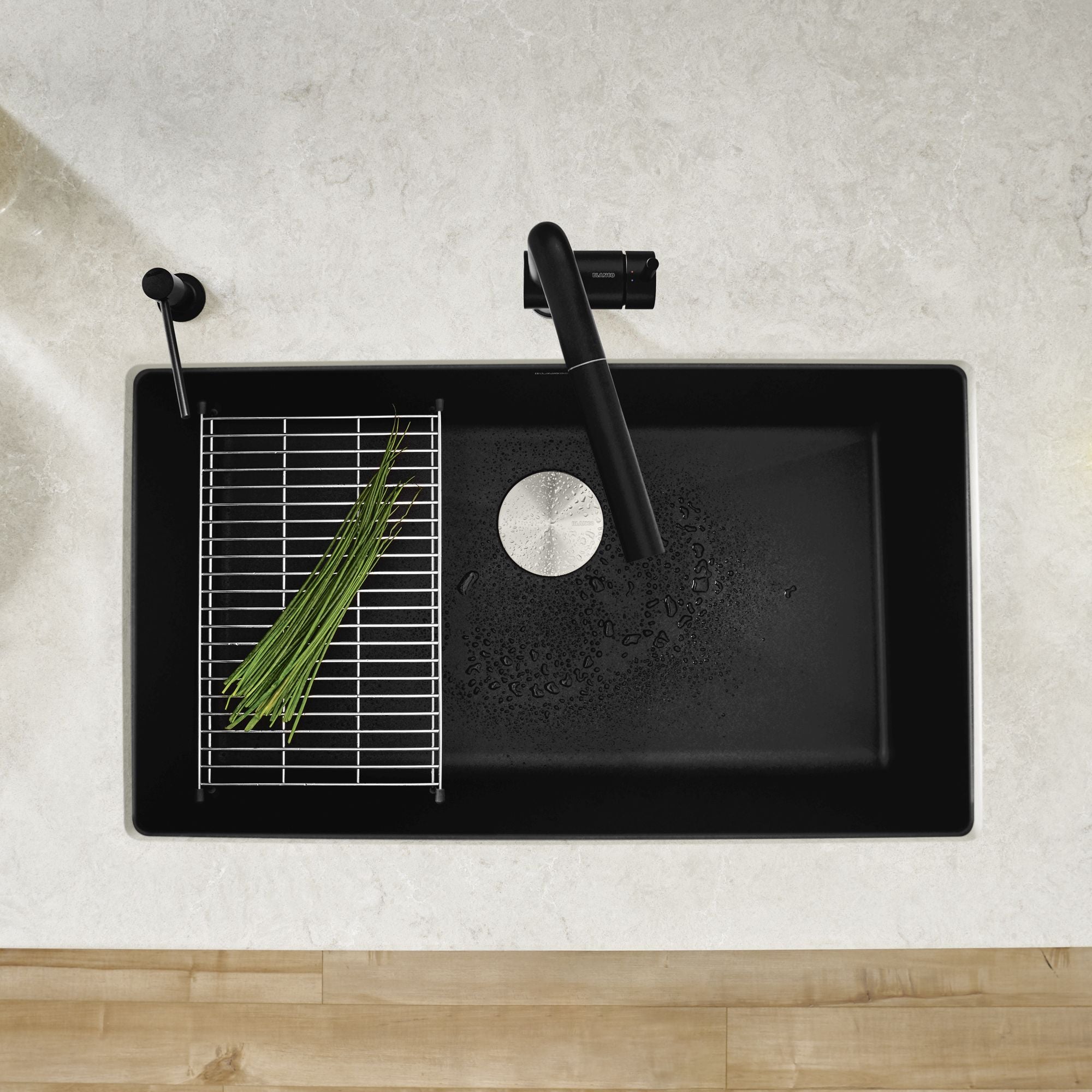 Blanco Precis 32" Undermount Granite Composite Kitchen Sink, Silgranit, Coal Black, 442935