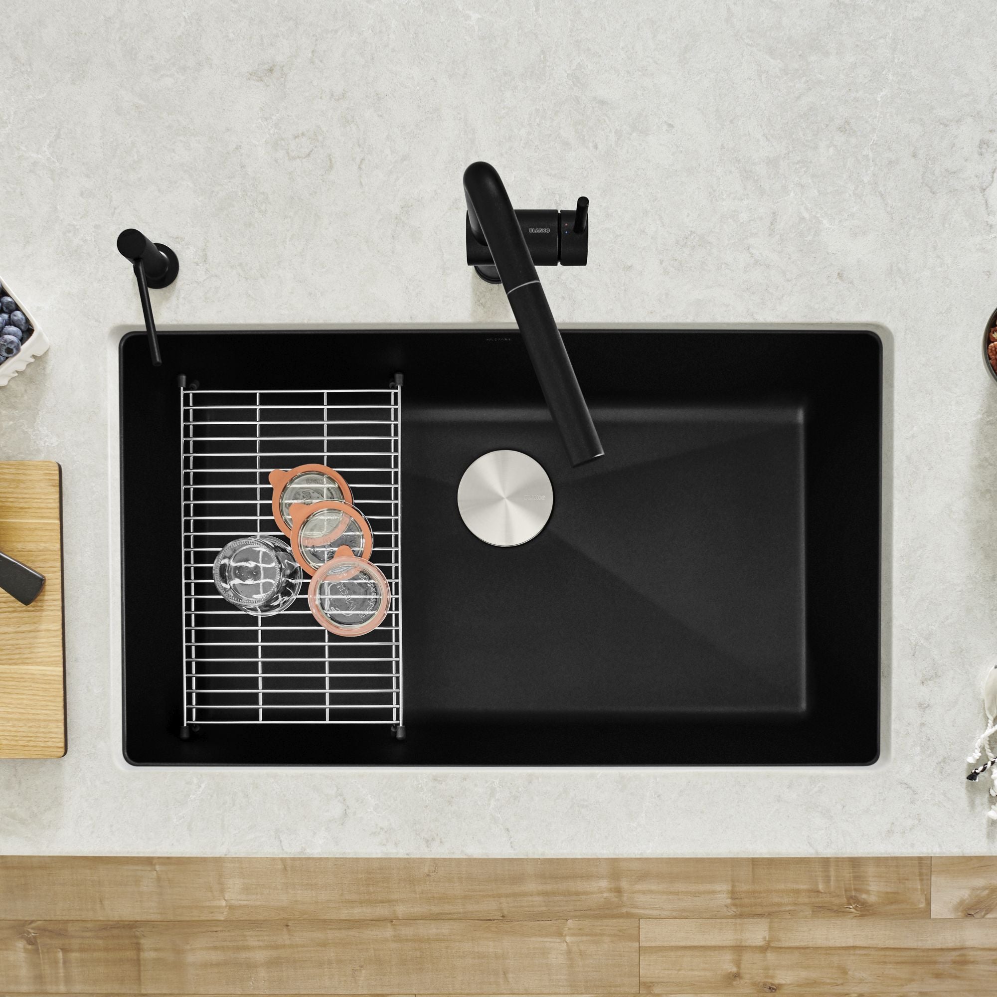Blanco Precis 32" Undermount Granite Composite Kitchen Sink, Silgranit, Coal Black, 442935
