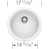 Blanco Rondo 18" Round Granite Composite Bar/Prep Sink, Silgranit, White, 511631