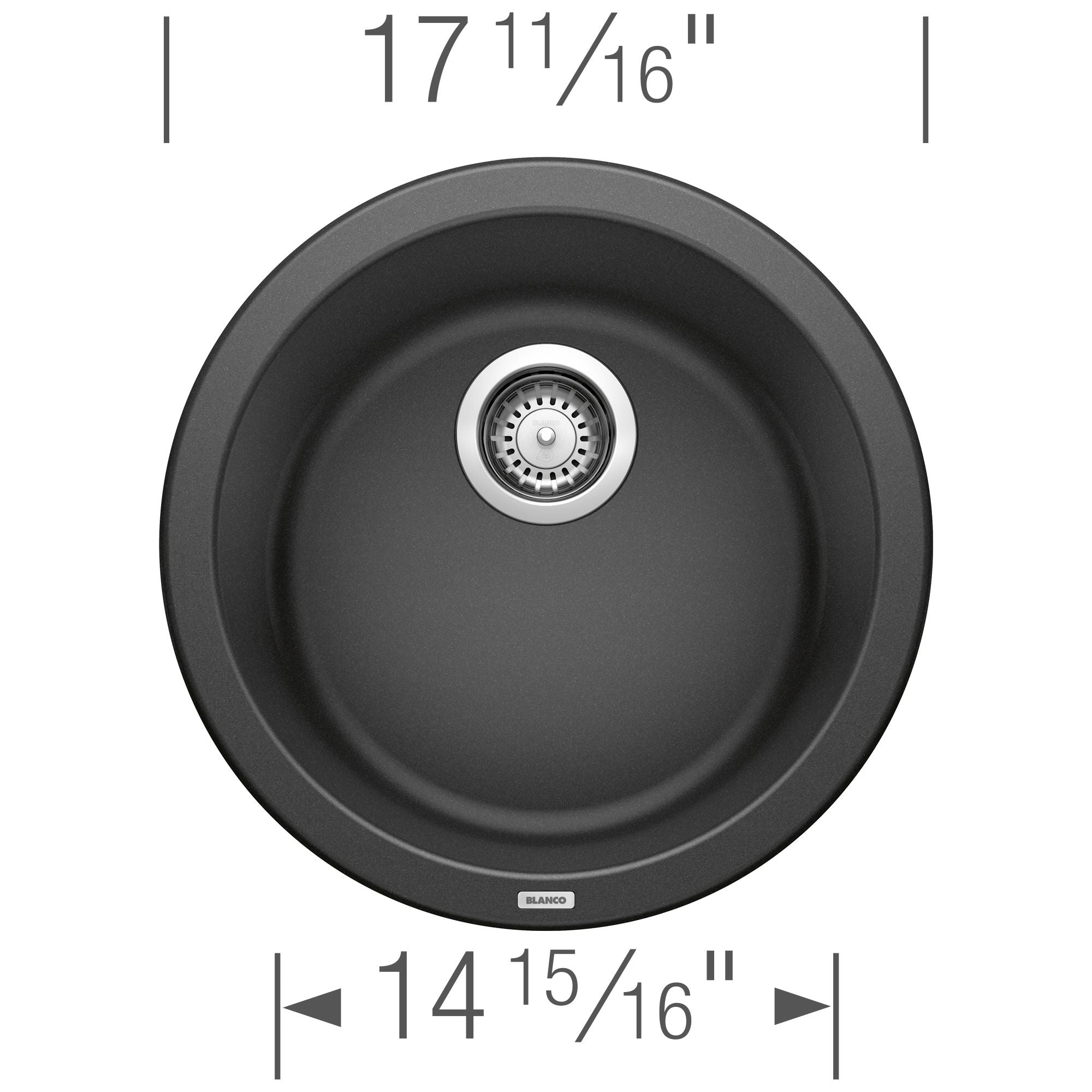 Blanco Rondo 18" Round Granite Composite Bar/Prep Sink, Silgranit, Anthracite, 511632