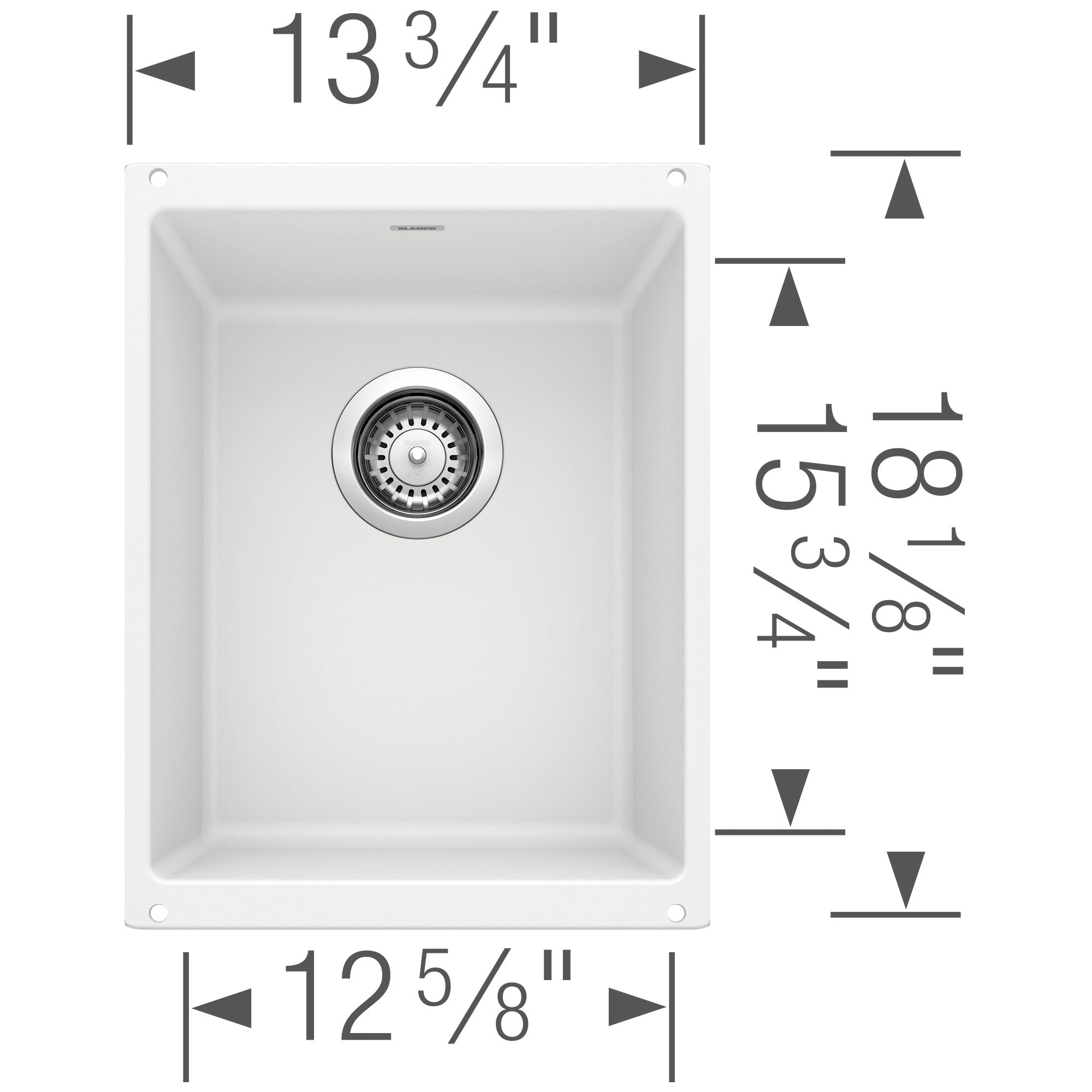 Blanco Precis 14" Rectangle Granite Composite Bar/Prep Sink, Silgranit, White, 513422