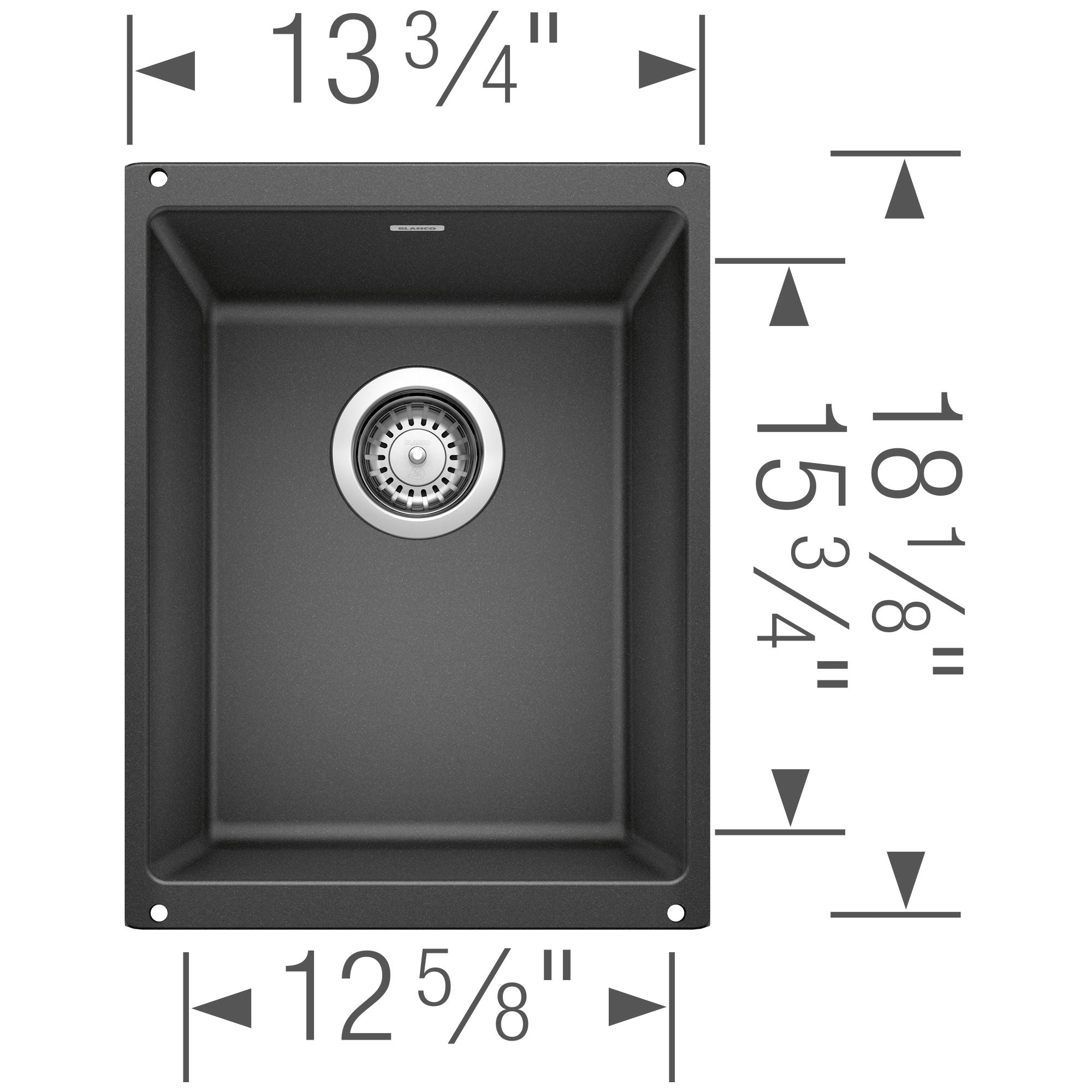 Blanco Precis 14" Rectangle Granite Composite Bar/Prep Sink, Silgranit, Anthracite, 513424
