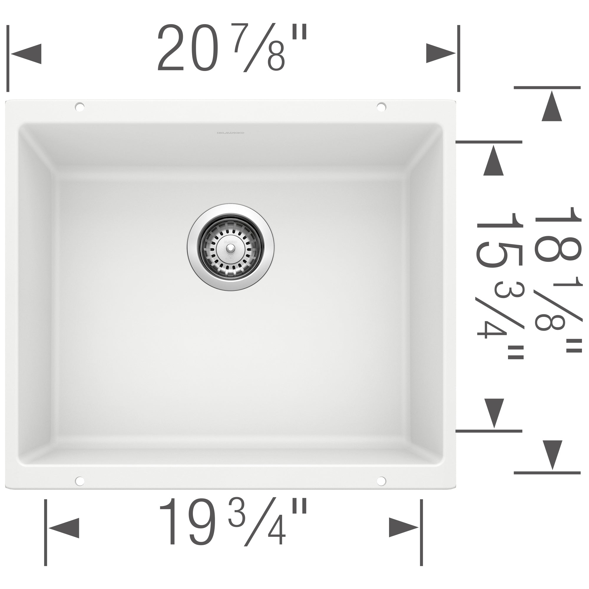 Blanco Precis 21" Undermount Granite Composite Kitchen Sink, Silgranit, White, 513426
