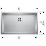 Blanco Precision 32" Undermount Stainless Steel Kitchen Sink, 18 Gauge, 513439