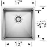 Blanco Precision 17" Square Stainless Steel Bar/Prep Sink, 18 Gauge, 515638