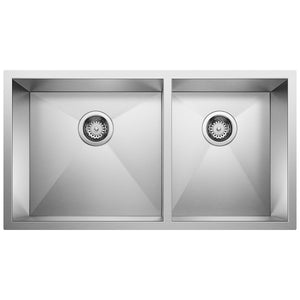 Alternate Image for Blanco Precision 33" Undermount Stainless Steel Kitchen Sink, 60/40 Double Bowl, 18 Gauge, Satin Polish, 515824