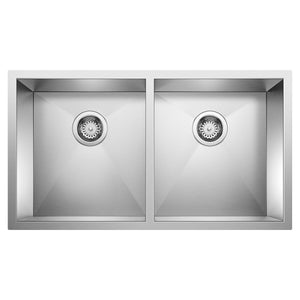 Alternate Image for Blanco Precision 29" Undermount Stainless Steel Kitchen Sink, 50/50 Double Bowl, 18 Gauge, Satin Polish, 516211