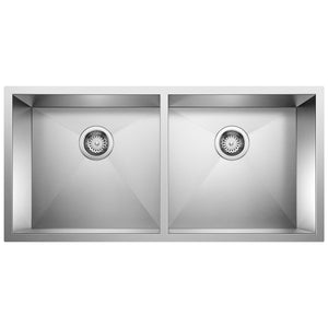 Alternate Image for Blanco Precision 37" Undermount Stainless Steel Kitchen Sink, 50/50 Double Bowl, 18 Gauge, Satin Polish, 516212