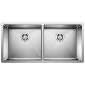 Alternate Image for Blanco Precision 37" Undermount Stainless Steel Kitchen Sink, 50/50 Double Bowl, 18 Gauge, Satin Polish, 516219