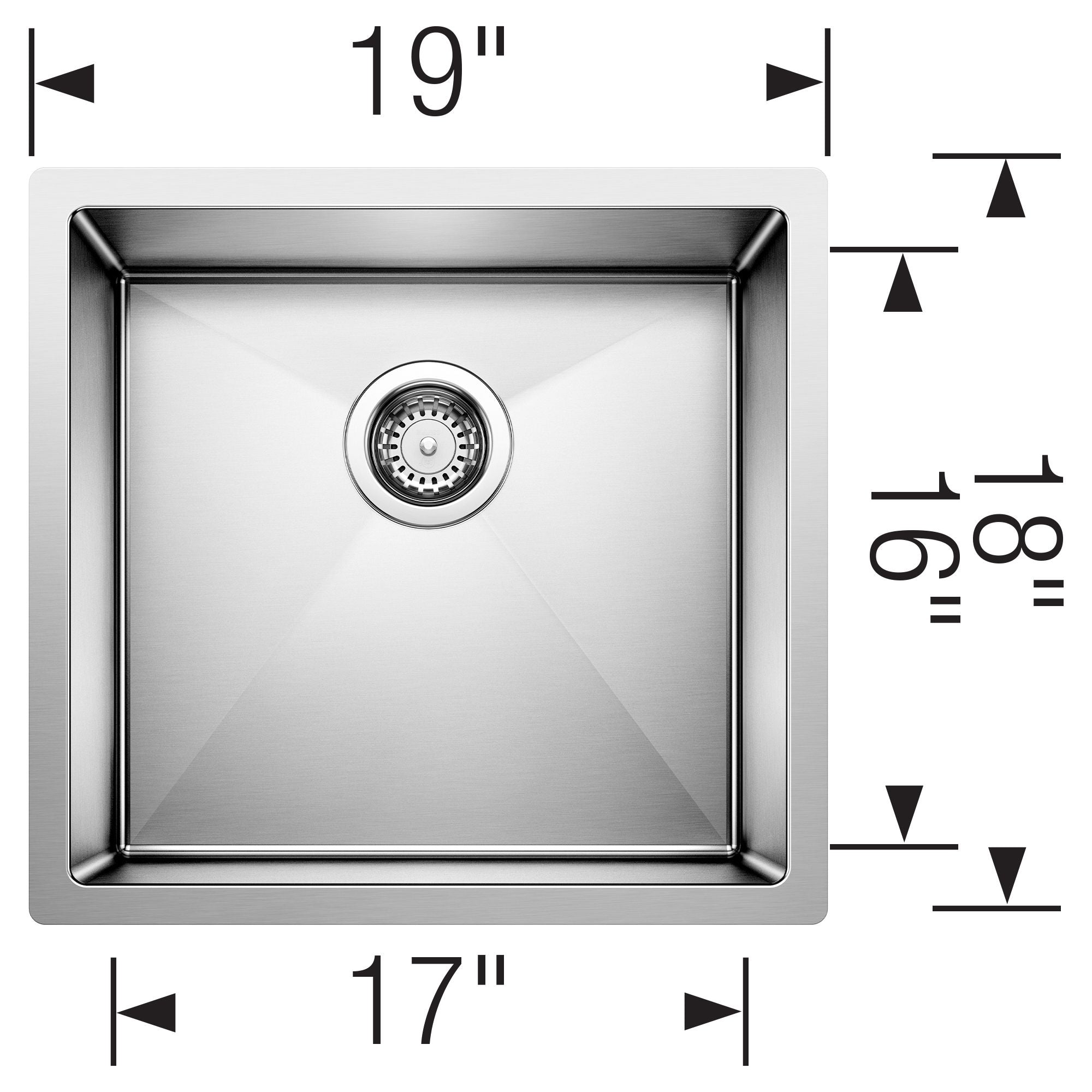 Blanco Precision 19" Undermount Stainless Steel Kitchen Sink, 18 Gauge, Satin Polish, 516224