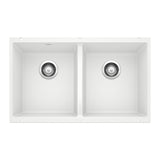 Blanco Precis 30" Undermount Granite Composite Kitchen Sink, Silgranit, 50/50 Double Bowl, White, 516320