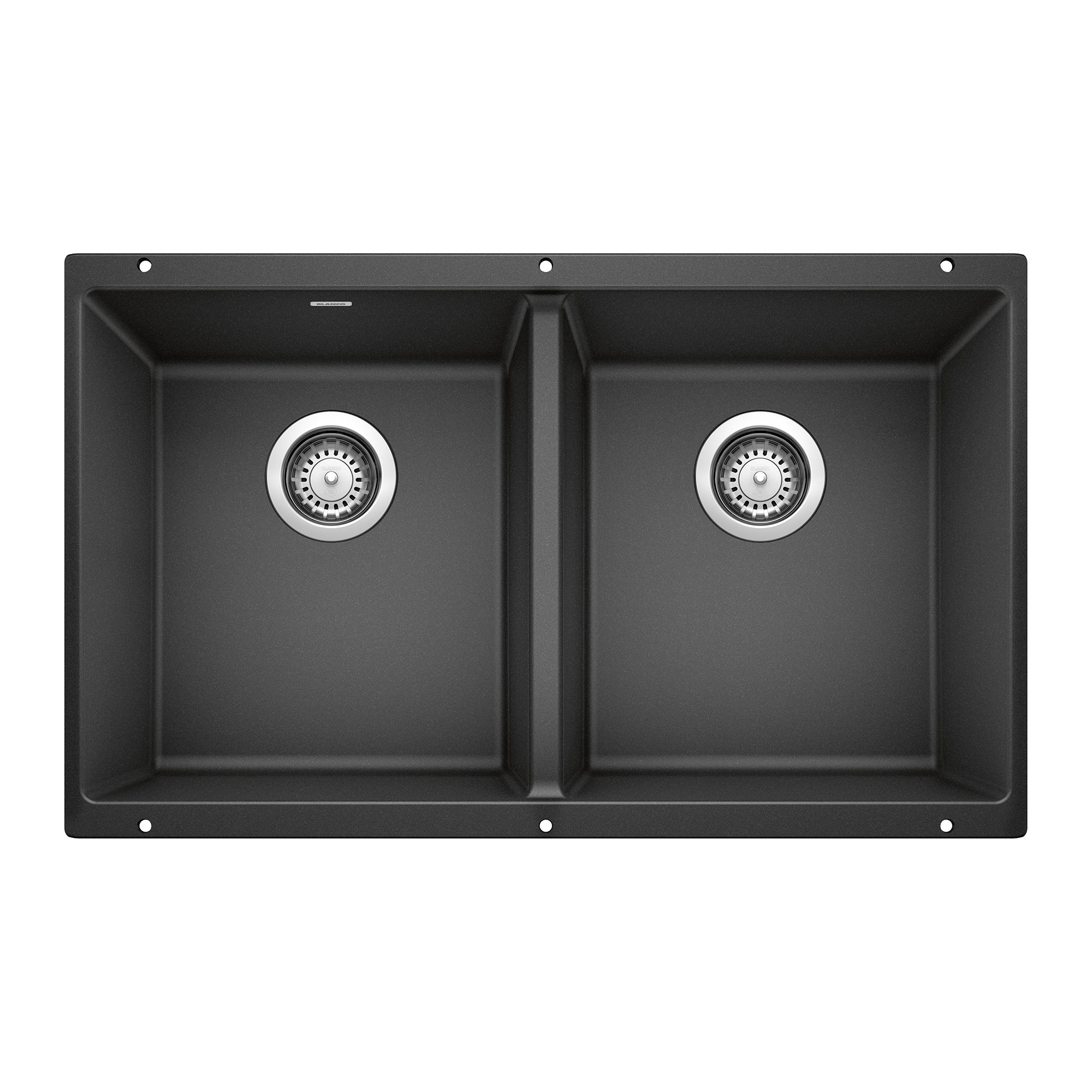 Blanco Precis 30" Undermount Granite Composite Kitchen Sink, Silgranit, 50/50 Double Bowl, Anthracite, 516322