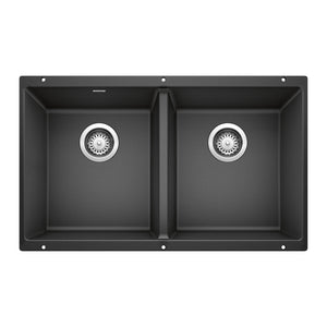 Alternate Image for Blanco Precis 30" Undermount Granite Composite Kitchen Sink, Silgranit, 50/50 Double Bowl, Anthracite, 516322